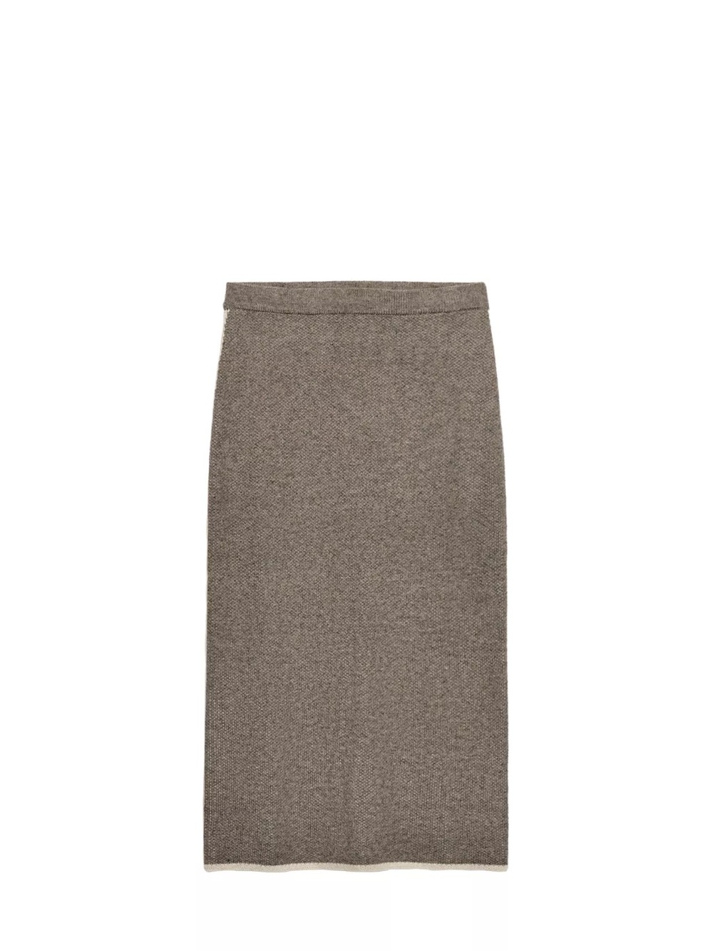 Zara Contrast Piped Knit Midi Skirt